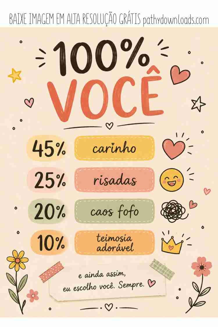 Cartão Imprimível “100% Você”: Uma Forma Simples e Criativa de Demonstrar Carinho